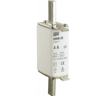 Плавкая вставка предохранителя ППНИ-33 габарит 0 4А IEK