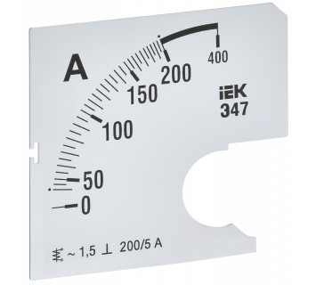 Шкала сменная для амперметра Э47 200/5А класс точности 1,5 72х72мм IEK