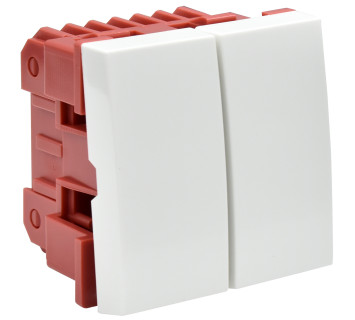 Выключатель проходной (переключатель) двухклавишный ВК4-22-00-П (на 2 модуля) ПРАЙМЕР белый IEK