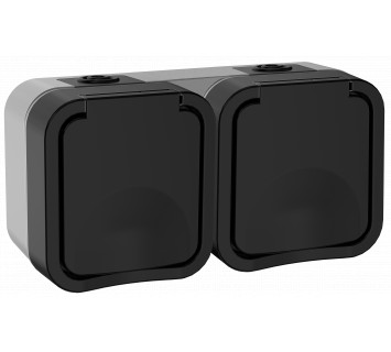 TORS Розетка 2-местная горизонтальная 16А IP55 TS122 графит IEK