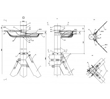 Опора ПУАд15 деревянная угловая переходная анкерная одноцепная IEK