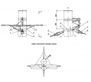 Ответвление в две стороны СИП4-2 к вводам в здание от промежуточной одноцепной деревянной опоры IEK