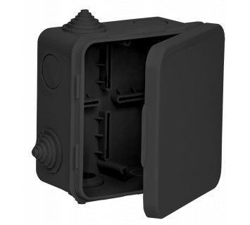 Коробка распаячная КМ41256 для открытой проводки с откидной крышкой 100х100х50мм IP54 8 гермовводов черная (RAL 9005) IEK