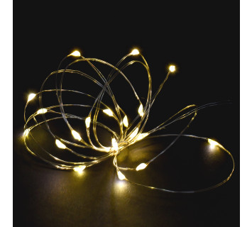 LIGHTING Гирлянда роса 2м 20 светодиодов теплый белый свет IP20 прозрачный шнур 0,3м 2АА IEK