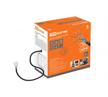 Кабель витая пара F/UTP Cat 5e 4х2х24AWG (305м) solid, PE, чёрный TDM