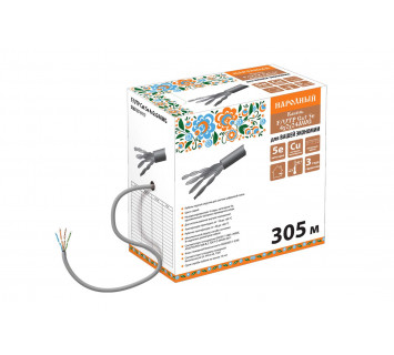 Кабель витая пара народный F/UTP Cat 5e 4х2х24AWG (305м) PVC, серый