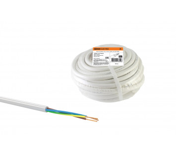 Провод ПВС 3х1,5 ГОСТ (20м), белый TDM