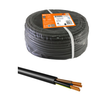 Провод ПВС 4х2,5 ГОСТ (100м), черный TDM