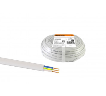 Шнур ШВВП 3х0,5 ГОСТ (5м), белый TDM