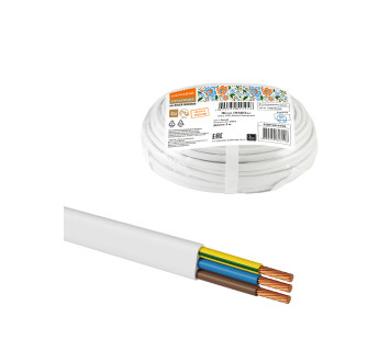 Шнур ШВВПмб 3х0,5 (5м), белый Народный