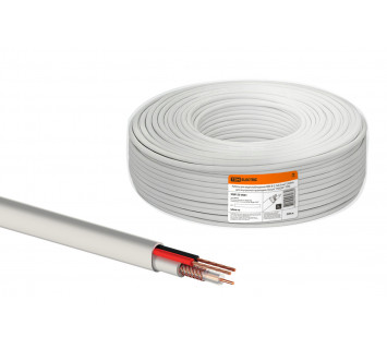 Кабель для видеонаблюдения КВК-В-2 2х0,5 мм (200м), для внутренней прокладки, белый 