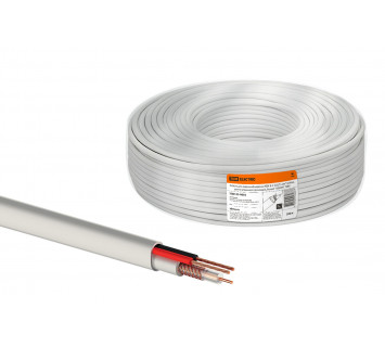 Кабель для видеонаблюдения КВК-В-2 2х0,75 мм (200м), для внутренней прокладки, белый 