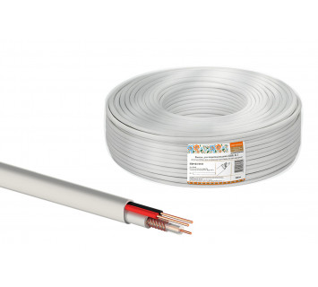 Кабель для видеонаблюдения КВК-В-2 2х0,5 мм (200м), для внутренней прокладки, белый народный