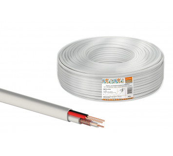 Кабель для видеонаблюдения КВК-В-2 2х0,75 мм (200м), для внутренней прокладки, белый народный