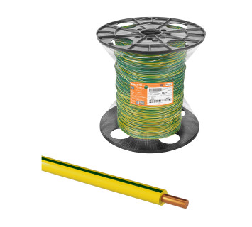 Провод ПуВнг(А)-LS 1х2,5 ГОСТ на катушке (500м), желто-зеленый TDM