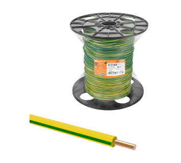 Провод ПуВнг(А)-LS 1х4,0 ГОСТ на катушке (300м), желто-зеленый TDM