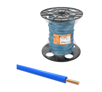 Провод ПуВнг(А)-LS 1х6,0 ГОСТ на катушке (200м), синий TDM