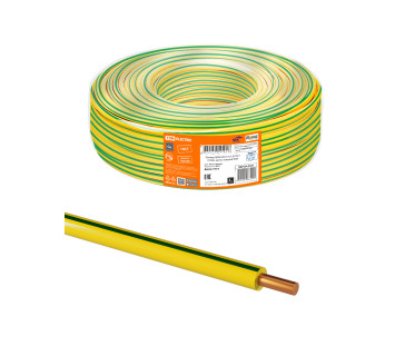 Провод ПуВнг(А)-LS 1х1,0 ГОСТ (100м), желто-зеленый TDM