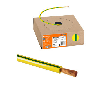 Провод ПуГВнг(А)-LS 1х0,5 ГОСТ в коробке (250м), желто-зеленый TDM