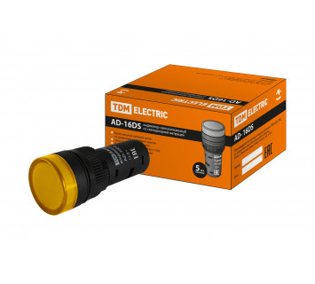 Лампа AD-16DS(LED)матрица d16мм желтый 12В AC/DC TDM