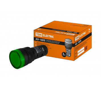 Лампа AD-16DS(LED)матрица d16мм зеленый 110В AC/DC TDM