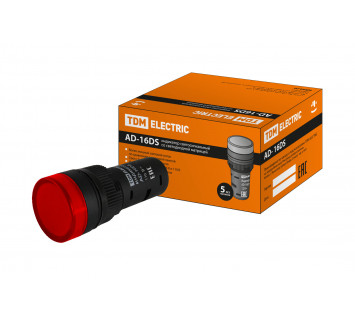 Лампа AD-16DS(LED)матрица d16мм красный 110В AC/DC TDM