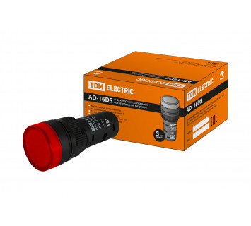 Лампа AD-16DS(LED)матрица d16мм красный 24В AC/DC TDM