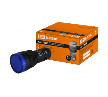 Лампа AD-16DS(LED)матрица d16мм синий 24В AC/DC TDM