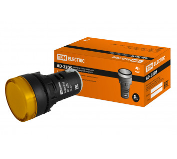 Лампа AD-22DS(LED)матрица d22мм желтый 24В AC/DC TDM