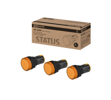 STATUS Лампа сигнальная AD-22DS, LED, d22 мм, 24-440 В AC/DC, IP65, желтый TDM