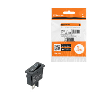 KCD1-101B 250В AC/DC, 1P, 6А, (2с), ON-OFF, черный, Mini TDM