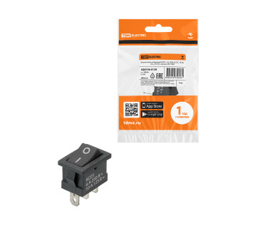 KCD1-102 250В AC/DC, 1P, 6А, (3с), ON-ON, черный, Mini TDM