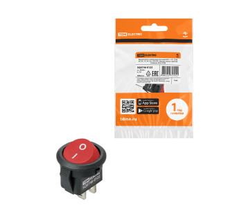 KCD11-101 250В AC/DC, 1P, 3А, (2с), ON-OFF, черный корпус, красная клавиша, Micro TDM