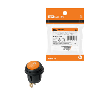 KCD2-101N/FS 250В AC/DC, 1P, 6А, (3с), ON-OFF, черный корпус, красная клавиша, LED, IP54 TDM