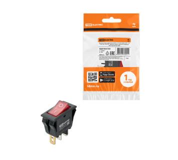 KCD3-101N/B 250В AC/DC, 1P, 15А, (3с), ON-OFF, черный корпус, красная клавиша, LED TDM