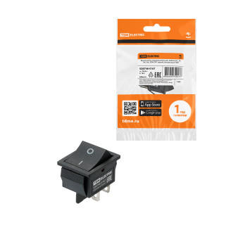 KCD4-201 250В AC/DC, 2P, 16А, (4с), (ON)-OFF, черный, без фиксации TDM