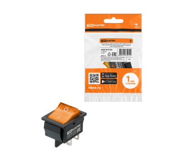 KCD4-201N 250В AC/DC, 2P, 16А, (4с), ON-OFF, черный корпус, желтая клавиша c LED подсветкой TDM