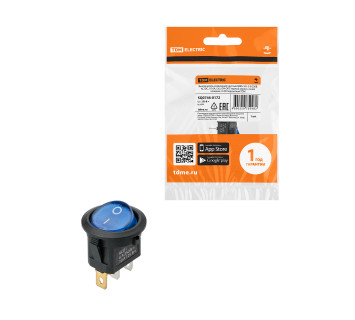 MIRS-101-3-B 250В AC/DC, 1P, 6А, (3с), ON-OFF, черный корпус, синяя клавиша, LED подсв. TDM