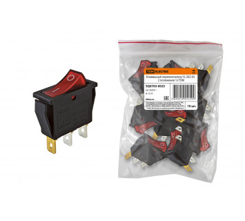 Клавишный переключатель YL-202-03 черный корпус красная клавиша 2 положения 1з TDM