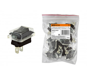 Клавишный переключатель YL-211-03 черный (влагозащищенный) 2 положения 1з  TDM