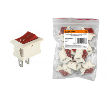 Клавишный переключатель YL-211-04 белый корпус красная клавиша 2 положения 1з TDM