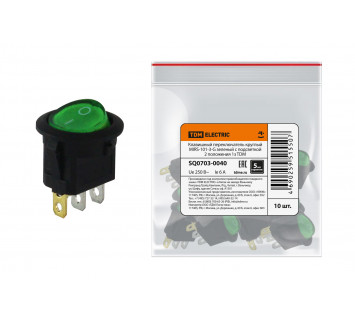 Клавишный переключатель круглый MIRS-101-3-G зеленый с подсветкой 2 положения 1з TDM