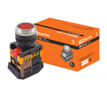 Кнопка ABLFS-22 красный d22мм неон/230В 1з+1р TDM