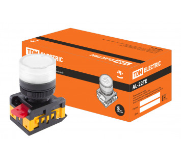 Лампа AL-22TE сигнальная d22мм белый неон/230В цилиндр TDM