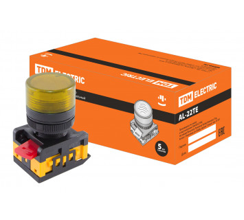 Лампа AL-22TE сигнальная d22мм желтый неон/230В цилиндр TDM