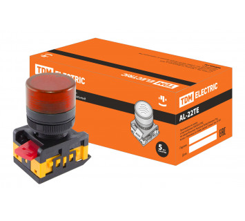 Лампа AL-22TE сигнальная d22мм красный неон/230В цилиндр TDM