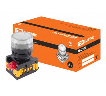 Лампа AL-22TE сигнальная d22мм прозрачн. неон/230В цилиндр TDM