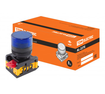 Лампа AL-22TE сигнальная d22мм синий неон/230В цилиндр TDM