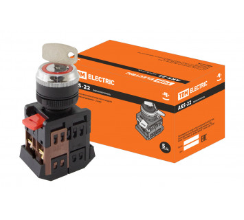 Переключатель АKS-22 черный с ключом на 2 фиксир.положения I-O 1з+1р TDM