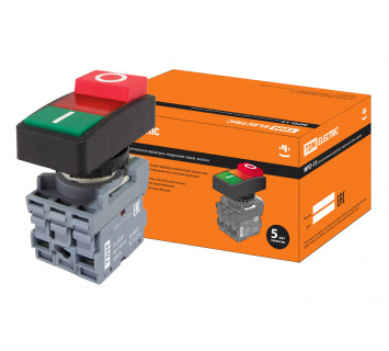 Кнопка двойная MPD13-11R (зеленая/красная-выступающая) (LED) d22мм/220В (I/O) линза красная TDM